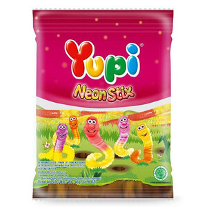 CEK BPOM Yupi Kembang Gula Lunak Jeli Aneka Rasa ( Stroberi, Lemon, Jeruk, Apel, Leci) - Neon Stix