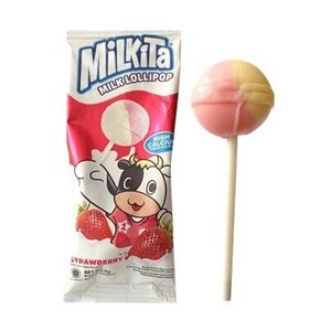 Milkita Permen Susu Lollipop Rasa Stroberi