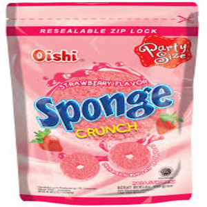 Oishi Makanan Ringan Ekstrudat Rasa Stroberi (Sponge Crunch Strawberry Flavor)