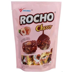 Rocho Wafer Bulat Salut Coklat dan Kacang