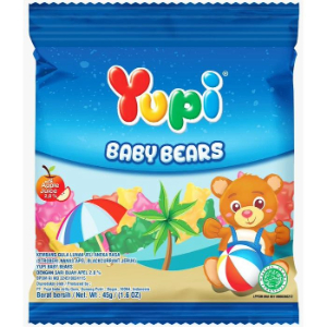 Yupi Baby Bears Kembang Gula Lunak Jeli Aneka Rasa (Stroberi, Nanas, Jeruk, Blackcurrant, Leci, Tutti Fruity)