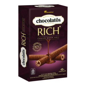 Chocolatos Wafer Roll Isi Krim Cokelat Berlapis Cokelat